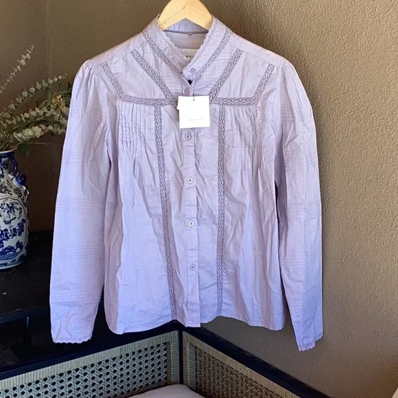 NWT The Shirt by Rochelle Lavender Button-Up Blouse
